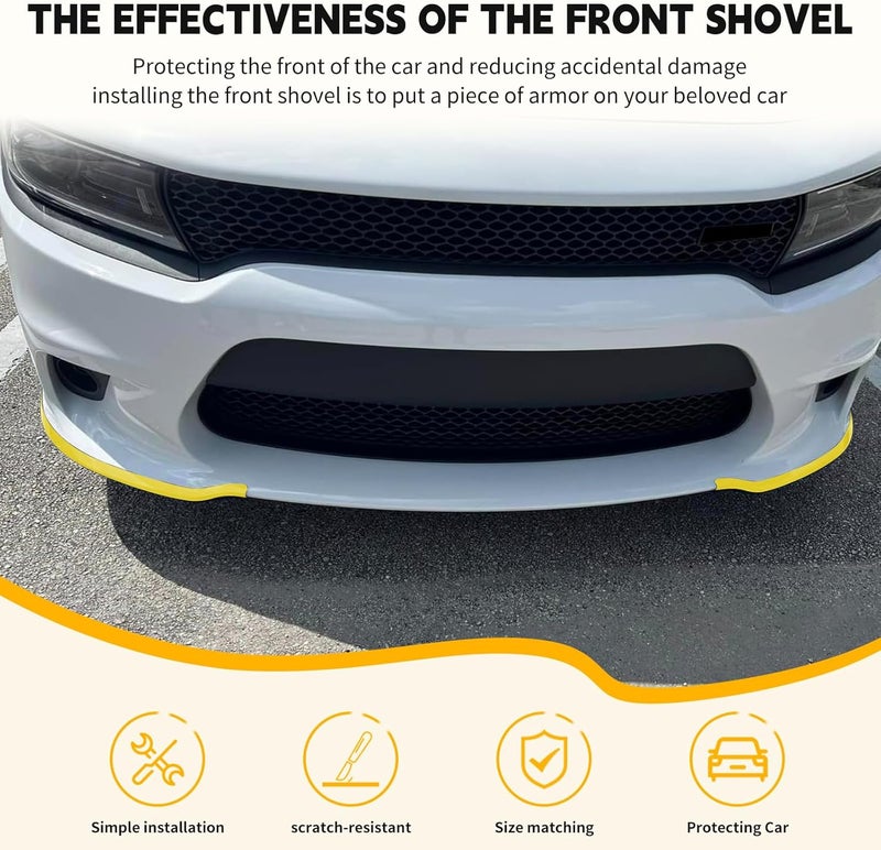TENGBASE Dodge Charger Front Bumper Lip Splitter Protector Guard for 2015-2023 | Yellow Spoiler Lip Compatible with Charger SRT 392, Scat Pack, RT, GT - Image 2